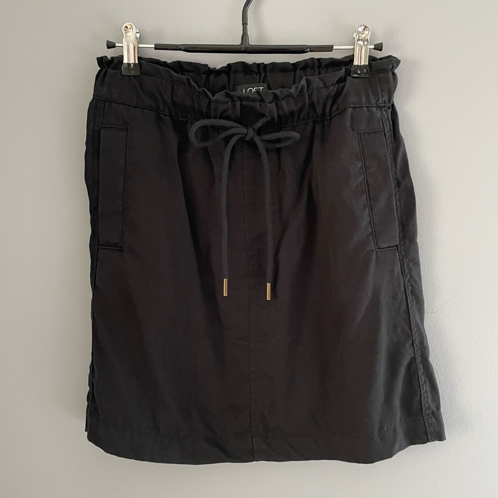 LOFT Drawstring Pocket Skirt - Black
